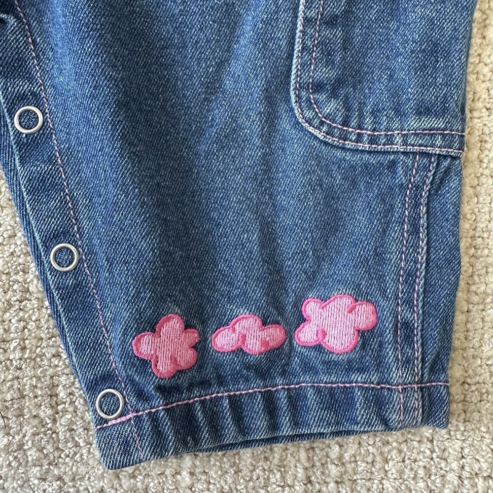 Vintage Furby Overalls Size 12 Months 90's Y2K Pink Denim Jeans Outfit Romper - Picture 4 of 14